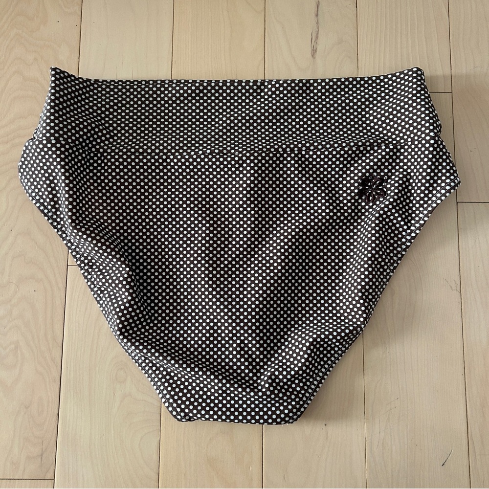 Hapari Brown and White Polka Dot High Waisted Bikini Bottoms - Picture 3 of 3